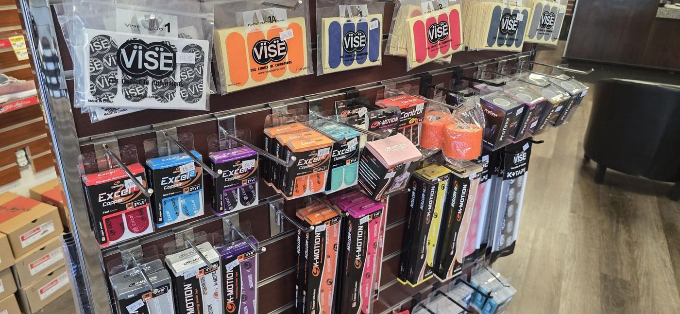 Bowler's tape and grip accessories display